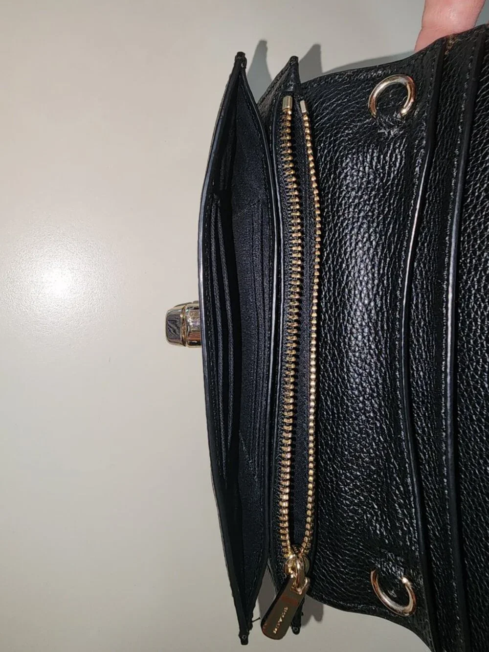 Coach Black Crossbody Clutch with Removeable Gold Chain